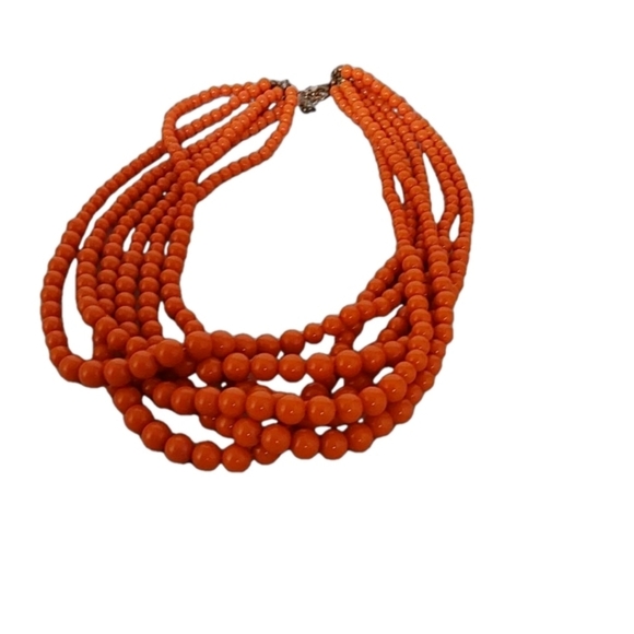 MULTI STRANDS CORAL HAND BEADED NECKLACE - Picture 4 of 4